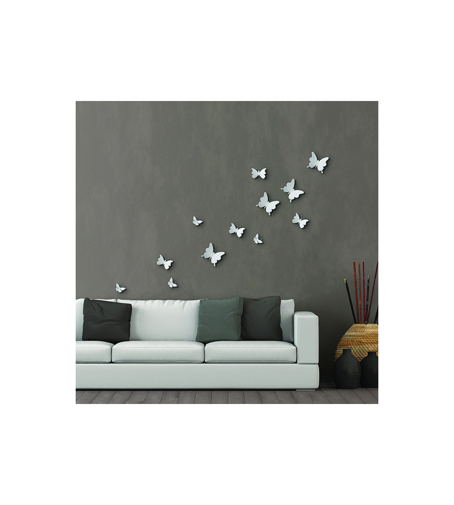 DECORO MURALE 3D "WHITE BUTTERFLIES"